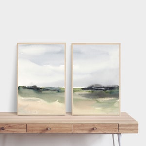 Watercolor Landscape Printable Wall Art Abstract Landscape Download DIY Digital Print Neutral Land and Sky Poster Set of 2