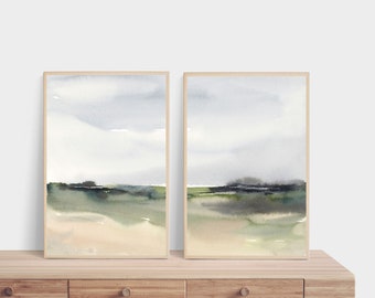 Watercolor Landscape Printable Wall Art Abstract Landscape Download DIY Digital Print Neutral Land and Sky Poster Set of 2