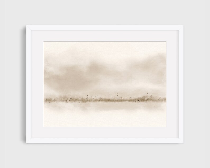 Soft Sepia Landscape Printable Wall Art Neutral Watercolor Etsy