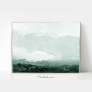 Abstract Watercolor Landscape Wall Art Green Print Minimal Abstract Monotone instant Download DIY Printable Digital Download Art Poster