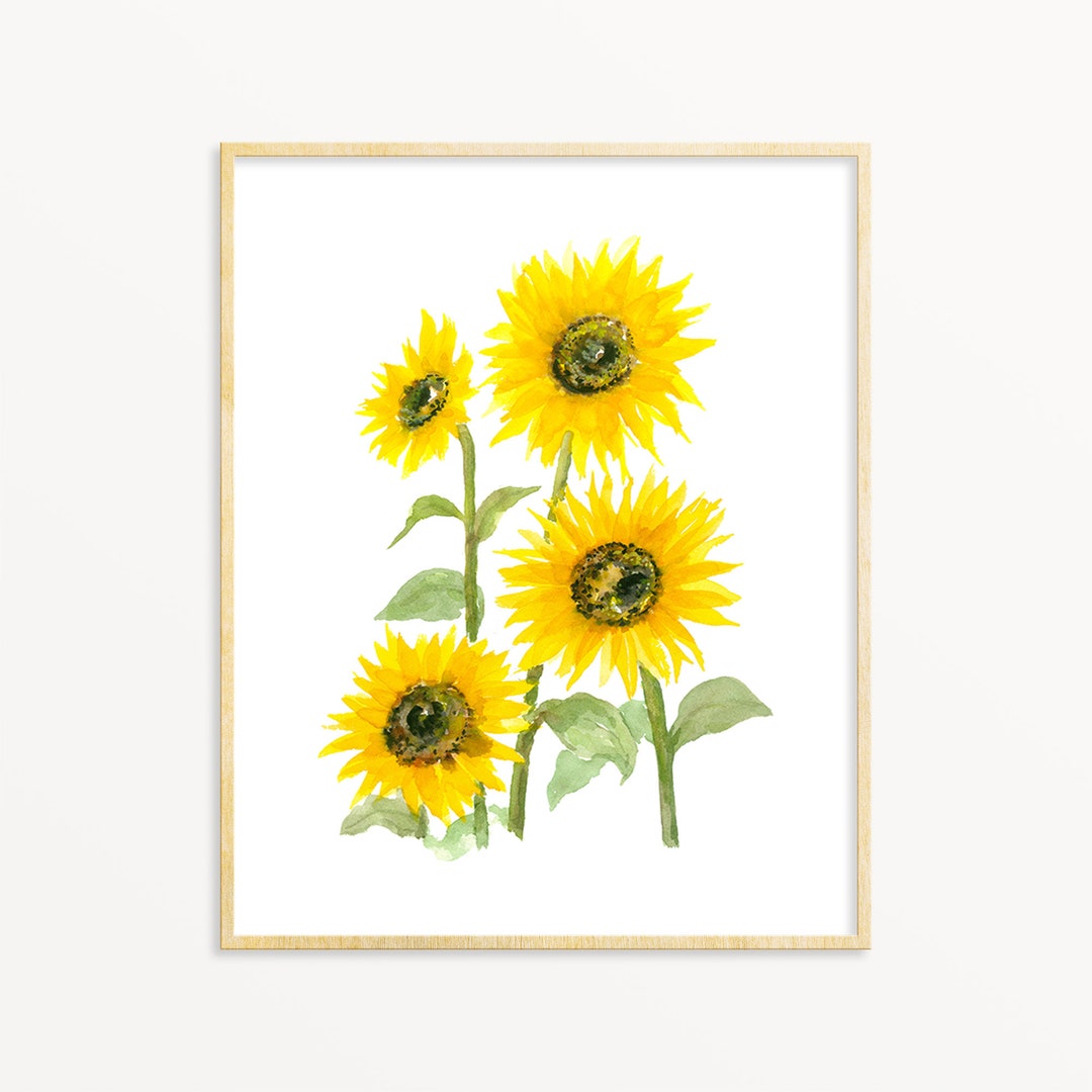 Sunflower Flower Wall Art Print Instant Download DIY Printable Yellow ...