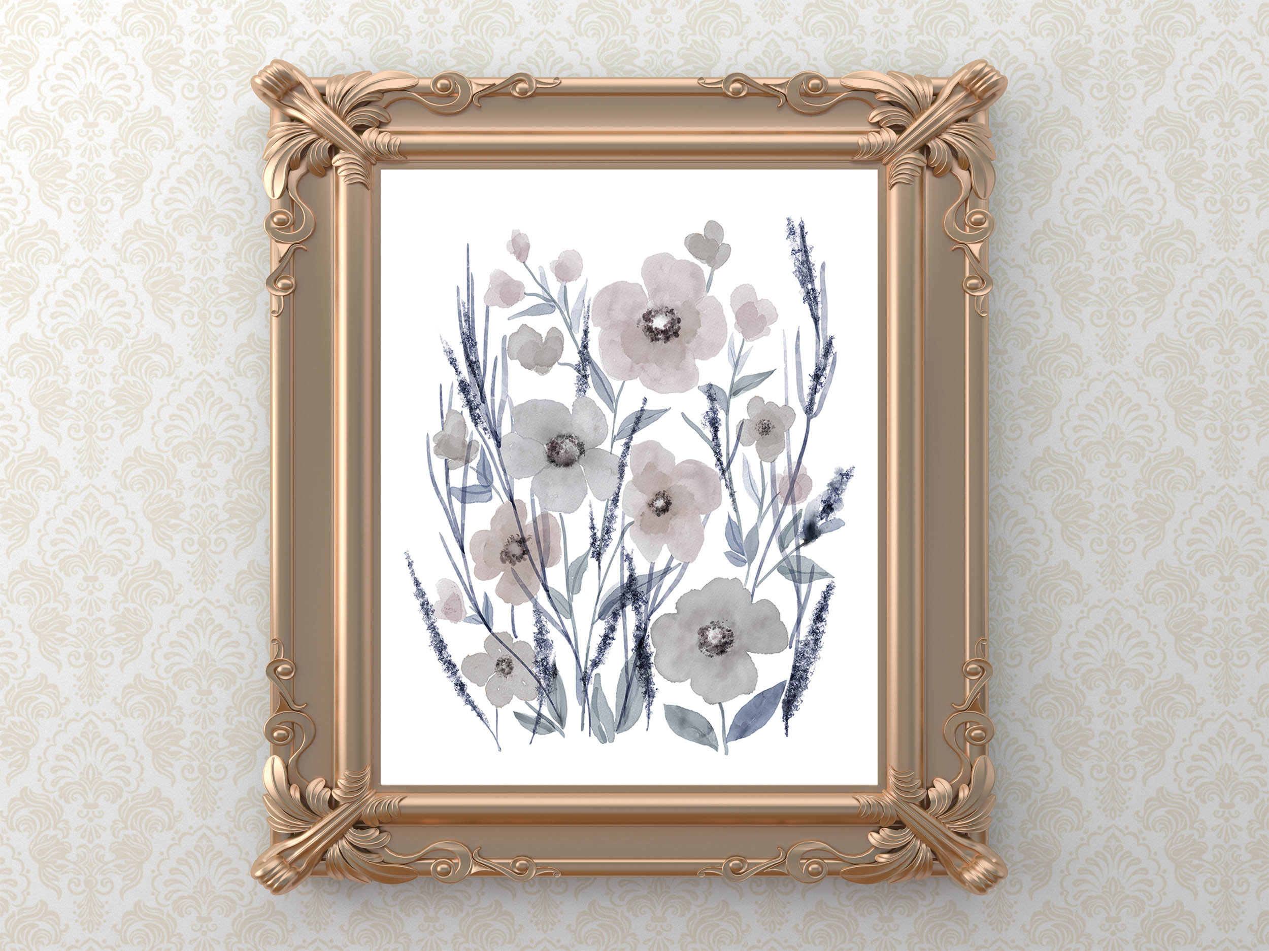 Neutral Flower Print Poppy Printable Wall Art Abstract Floral Etsy