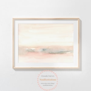 Pastel Blush Pink Abstract Landscape Printable Wall Art Textured Watercolor instant Download Minimalist DIY Poster Print