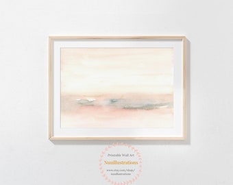 Pastel Blush Pink Abstract Landscape Printable Wall Art Textured Watercolor instant Download Minimalist DIY Poster Print