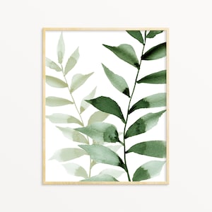 Green Leaf Print, Leaves Printable, Botanical Wall Art, Watercolor Leaves, Downloadable Plant Illustration, Botanical Greenery illustration