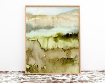 Abstract Landscape Wall Art Printable Neutral Art Print instant Download DIY Print Digital Download Watercolor Painting Blue Brown Gray