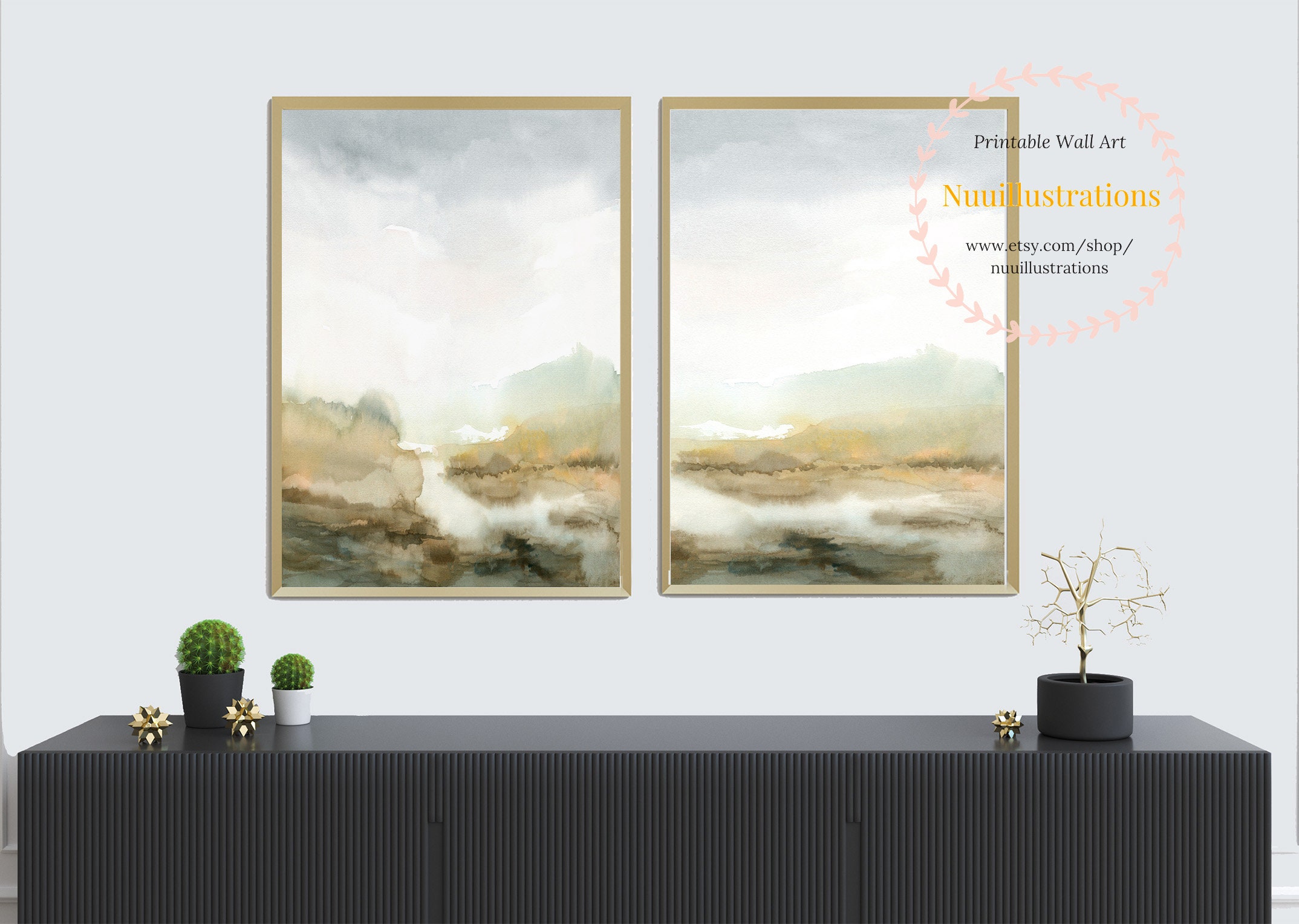 Neutral Landscape Printable Wall Art Abstract Misty Landscape Etsy