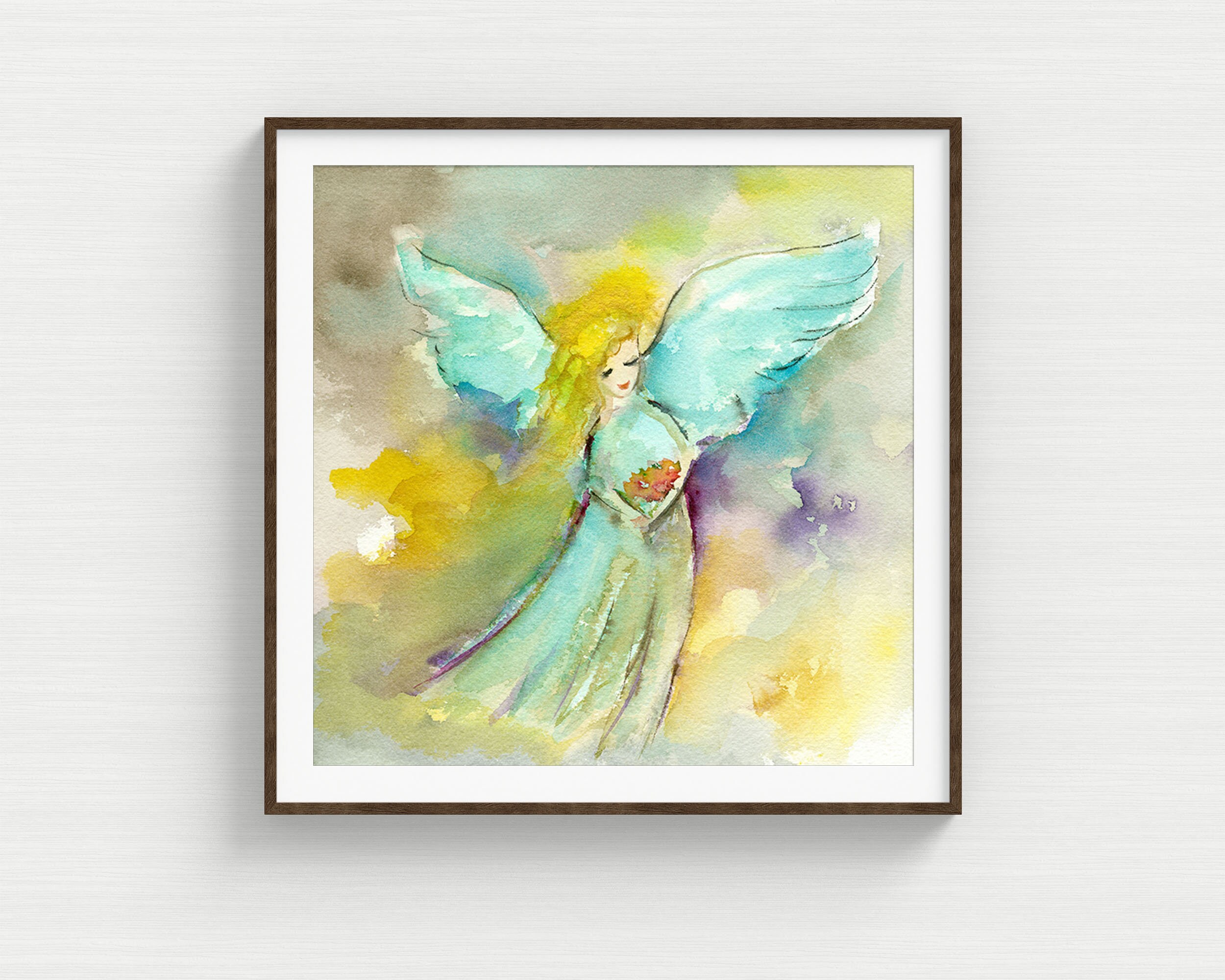 Colorful Angel Print Watercolor Christmas Wall Art Instant Etsy