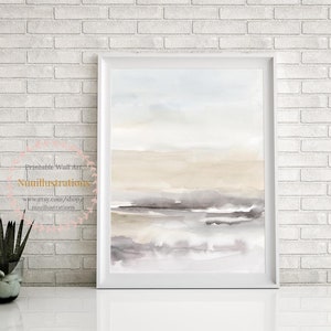 Abstract Beige Landscape Printable Wall Art, Minimalist Art, Watercolor Modern Poster, Neutral Wall Decor Vertical B