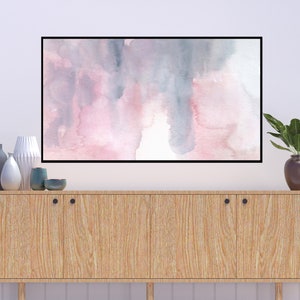 Frame TV Art Abstract Pink and Blue Watercolor Neutral Pastel Color instant Download Samsung TV Wall Art Print for TV Monitor