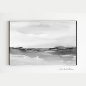 Large Printable Wall Art Black and White Landscape Peaceful Serene Calm Abstract Print Download Printable Art Watercolor Home Decor