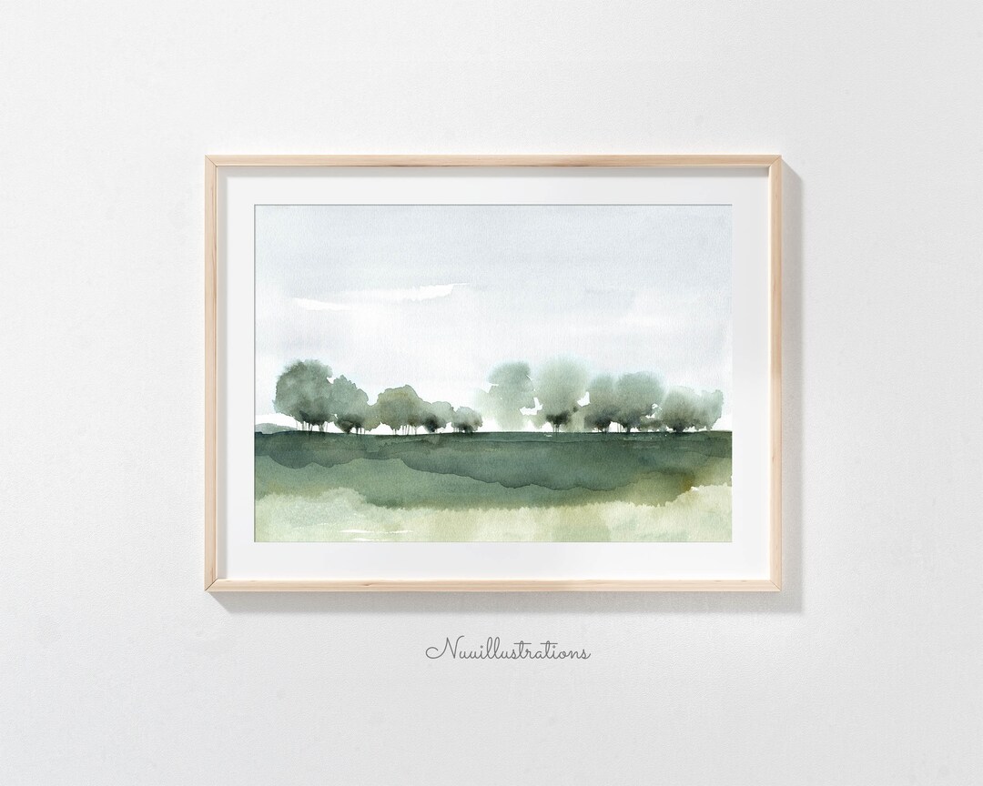Tree Landscape Print Printable Wall Art Minimal Abstract Instant