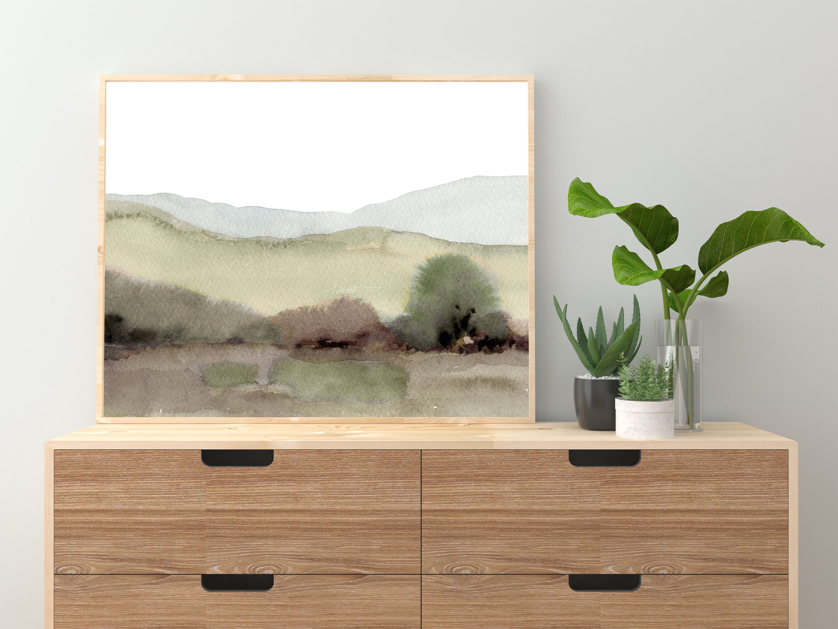 Neutral Landscape Print Watercolor Printable Wall Art Abstract Etsy