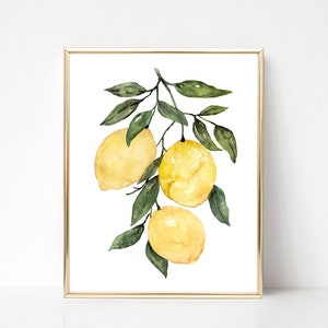 Lemon Printable Wall Art instant Download Fruit Watercolor Botanical Print Kitchen Decor Citrus Botanical Poster B
