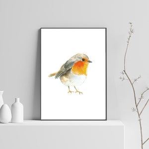 Robin Bird Art Print instant Download Winter Small Bird DIY Printable Wall Art Decor Watercolor Painting - Can Request Your Size