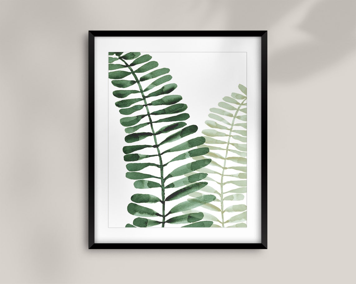 Fern Print Watercolor Plant Leaves Printable Wall Art - Etsy