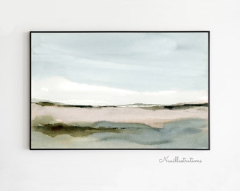 Watercolor Landscape Printable Wall Art Abstract Landscape Downloadable DIY Print Minimalist Neutral Land and Sky Poster - Hand Painted