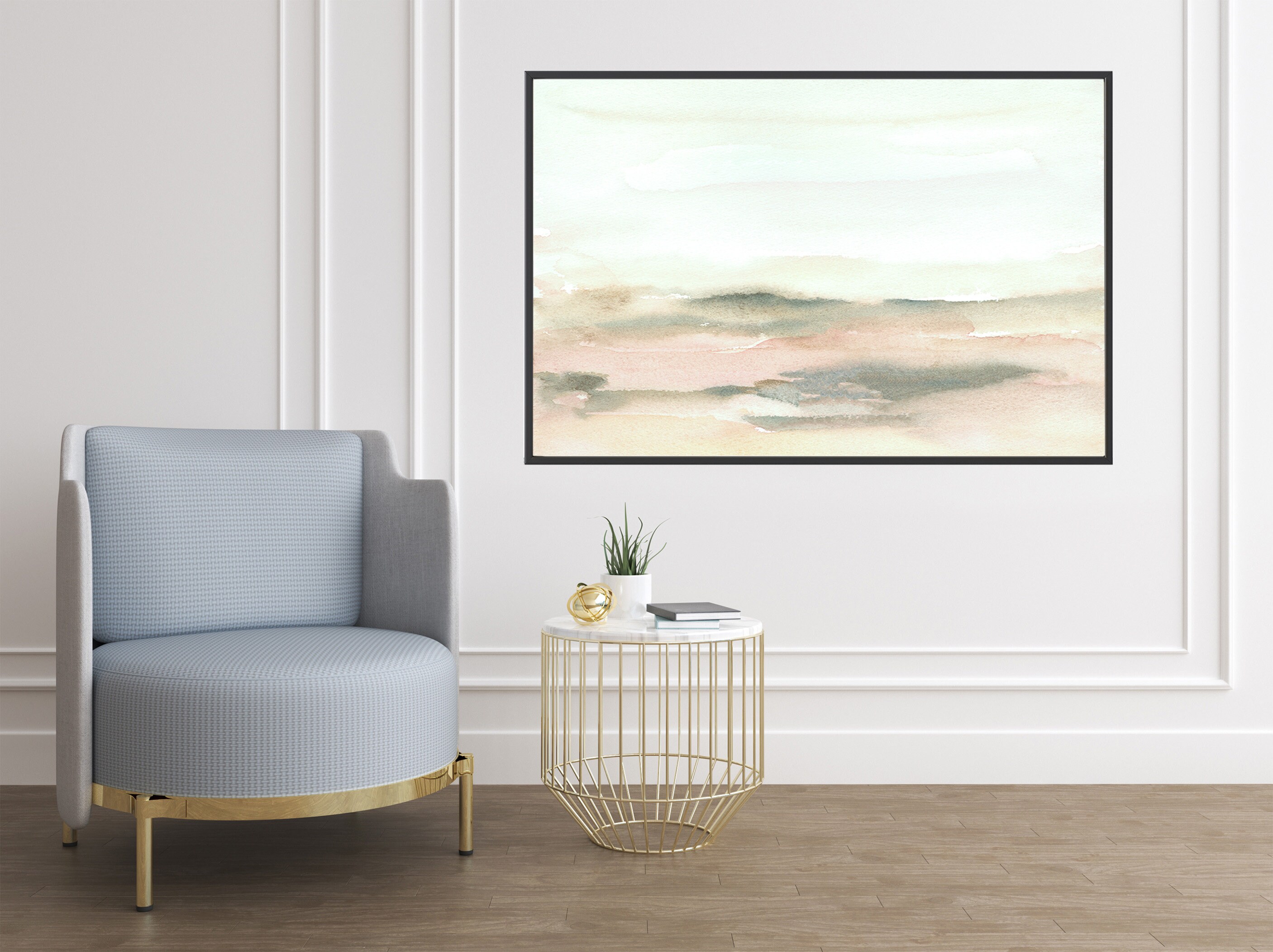 Pastel Pink Landscape Wall Art Print Abstract Minimal Textured Etsy