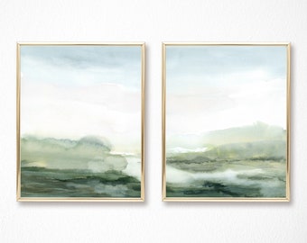 Green Misty Landscape Print Printable Wall Art Abstract | Etsy