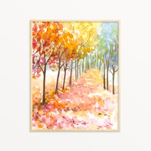 Autumn Tree Landscape Wall Art Print Instant Download Fall Etsy