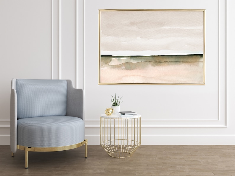 Neutral Landscape Print Printable Wall Art Minimal Abstract Landscape instant Download DIY Print Watercolor Painting Neutral Brown Blush image 6