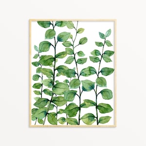 Green Leaves Printable Wall Art DIY Print Instant Download Botanical Watercolor Painting Plant Tree Branches Greenery Art