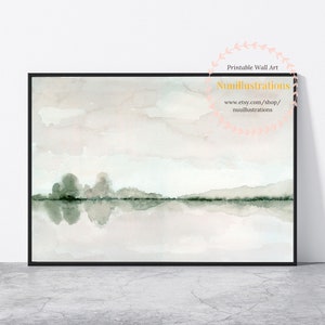 Neutral Landscape Print Minimal Abstract instant Download DIY Printable Wall Art Digital Watercolor Painting - Soft Gray and Taupe Poster