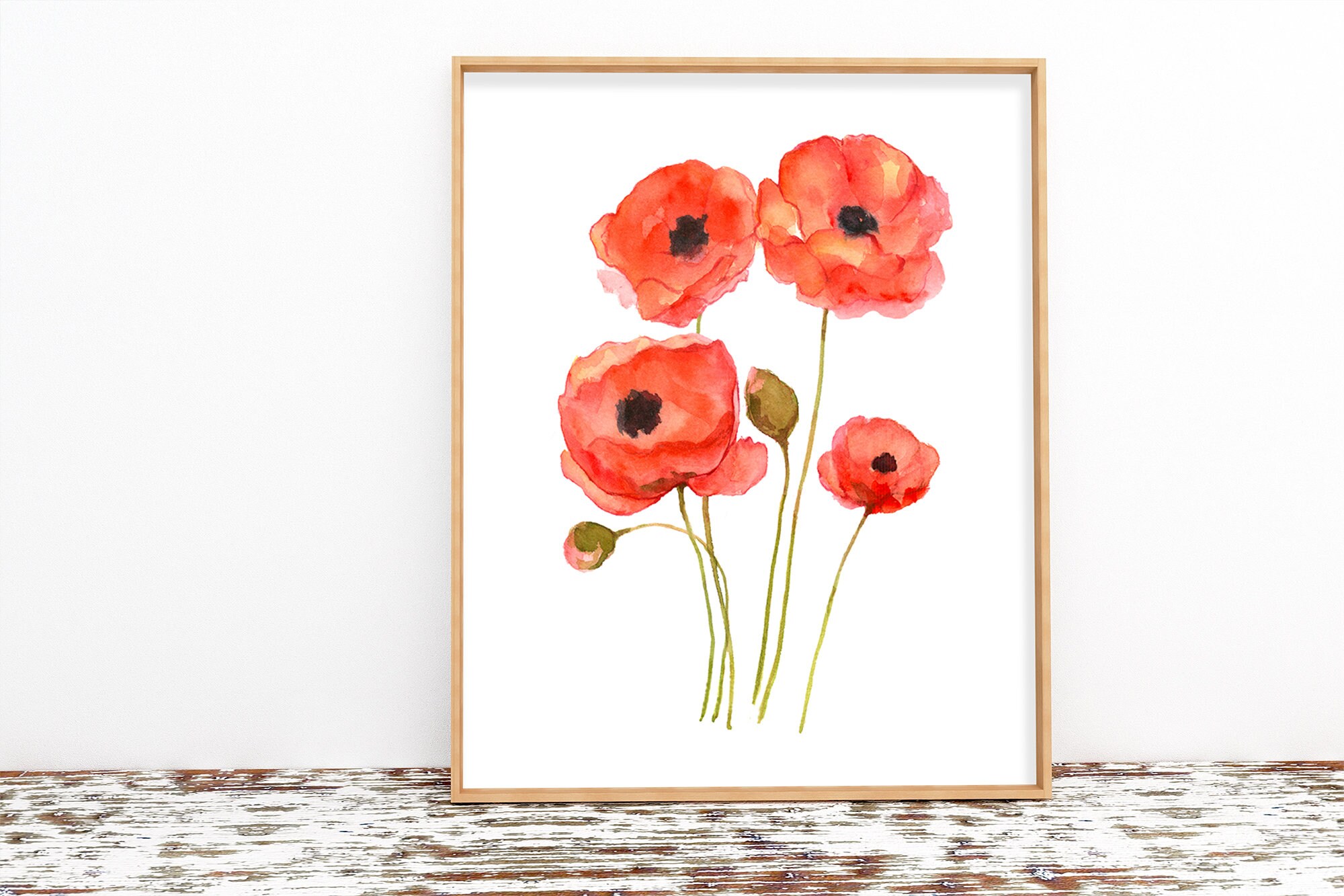 Poppy Flower Print Printable Wall Art Instant Download DIY - Etsy
