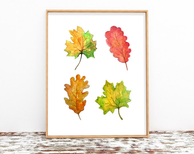 Autumn Leaves Art Printable Fall Leaves Wall Art Digital Download Art ...