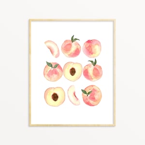 Aquarell Pfirsich Obst Druckbare Wandkunst sofort Download DIY Druck Küche Kunst Download Haus Küche Essen Dekor Digitale Datei