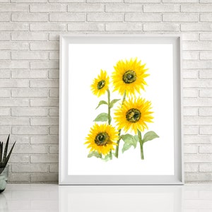 Sunflower Flower Wall Art Print Instant Download DIY Printable Yellow ...