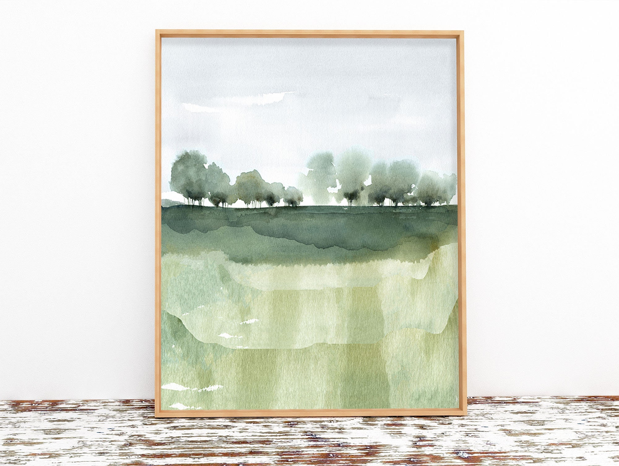 Tree Landscape Print Printable Wall Art Minimal Abstract Etsy