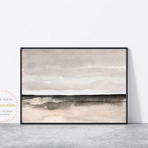 Neutral Landscape Print Printable Wall Art Minimal Abstract Landscape instant Download DIY Print Ink Textured Watercolor Painting Black Pink