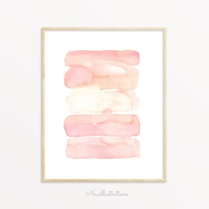 Abstract Watercolor Printable Wall Art Blush Pink Brush Strokes Downloadable Print Instant Download