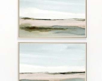 Watercolor Landscape Print Set – Abstract Neutral Field, Sky (Digital Download)
