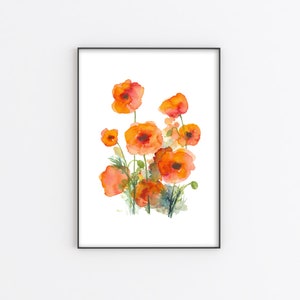 Poppy Flower Printable Wall Art Instant Download DIY Print Floral ...
