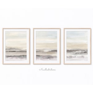 Beige Abstract Landscape Printable Wall Art Set of 3 – Minimal Watercolor Modern Minimalist Neutral Decor
