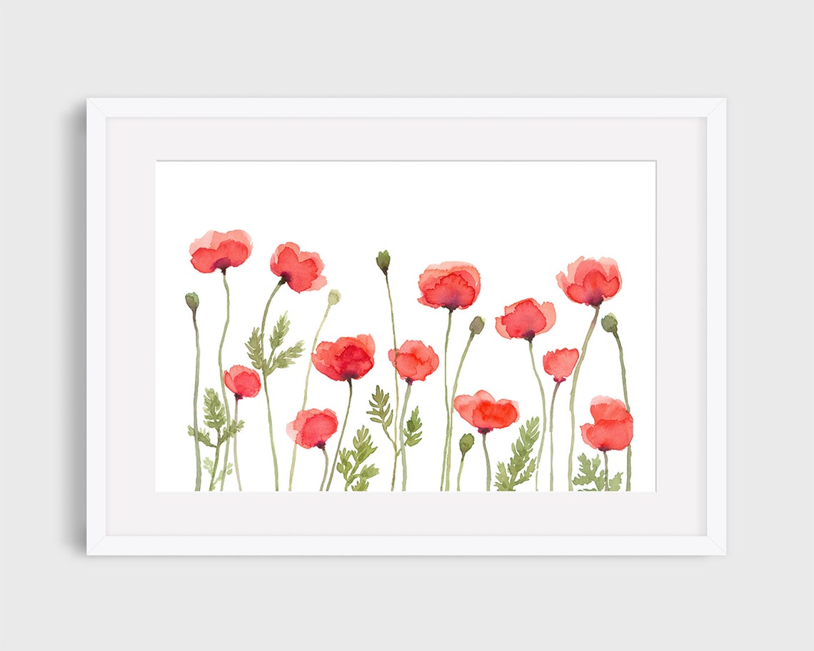 Poppy Flower Print Printable Wall Art instant Download DIY | Etsy