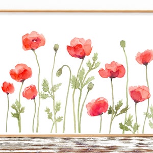 Poppy Flower Print Printable Wall Art Instant Download DIY Print Red ...