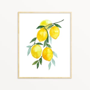 Fruit Lemon Printable Wall Art instant Download DIY Print Kitchen Art Decor Citrus Botanical Vegetable Veggies Watercolor Painting