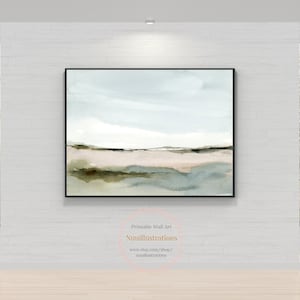Large Printable Neutral Landscape Peaceful Serene Calm Abstract Landscape Print Download Printable Art Watercolor Home Decor - Horizontal