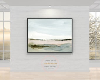 Large Printable Neutral Landscape Peaceful Serene Calm Abstract Landscape Print Download Printable Art Watercolor Home Decor - Horizontal