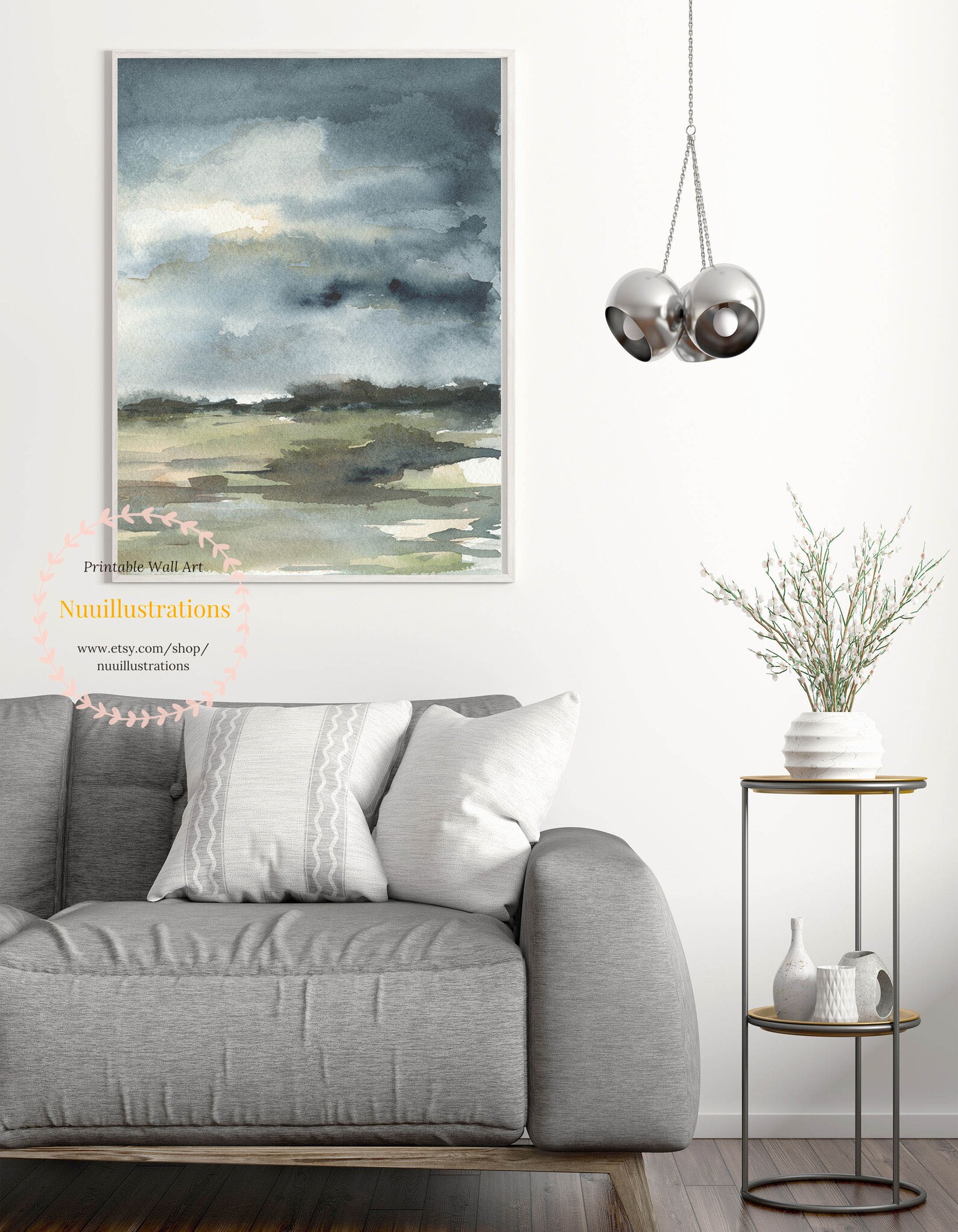 Dark Neutral Landscape Wall Art Printable Abstract Landscape Etsy
