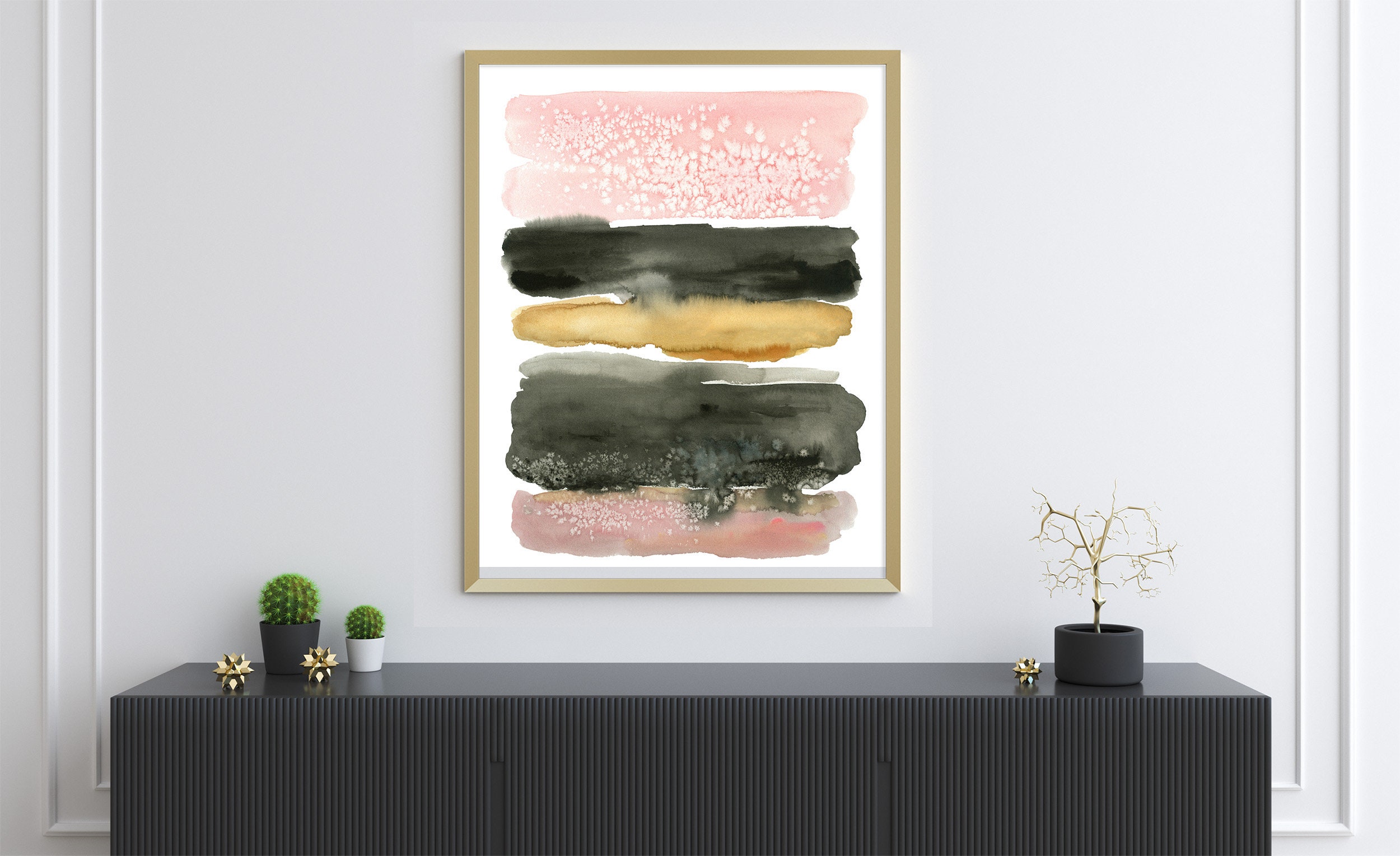 Pink Black Abstract Print