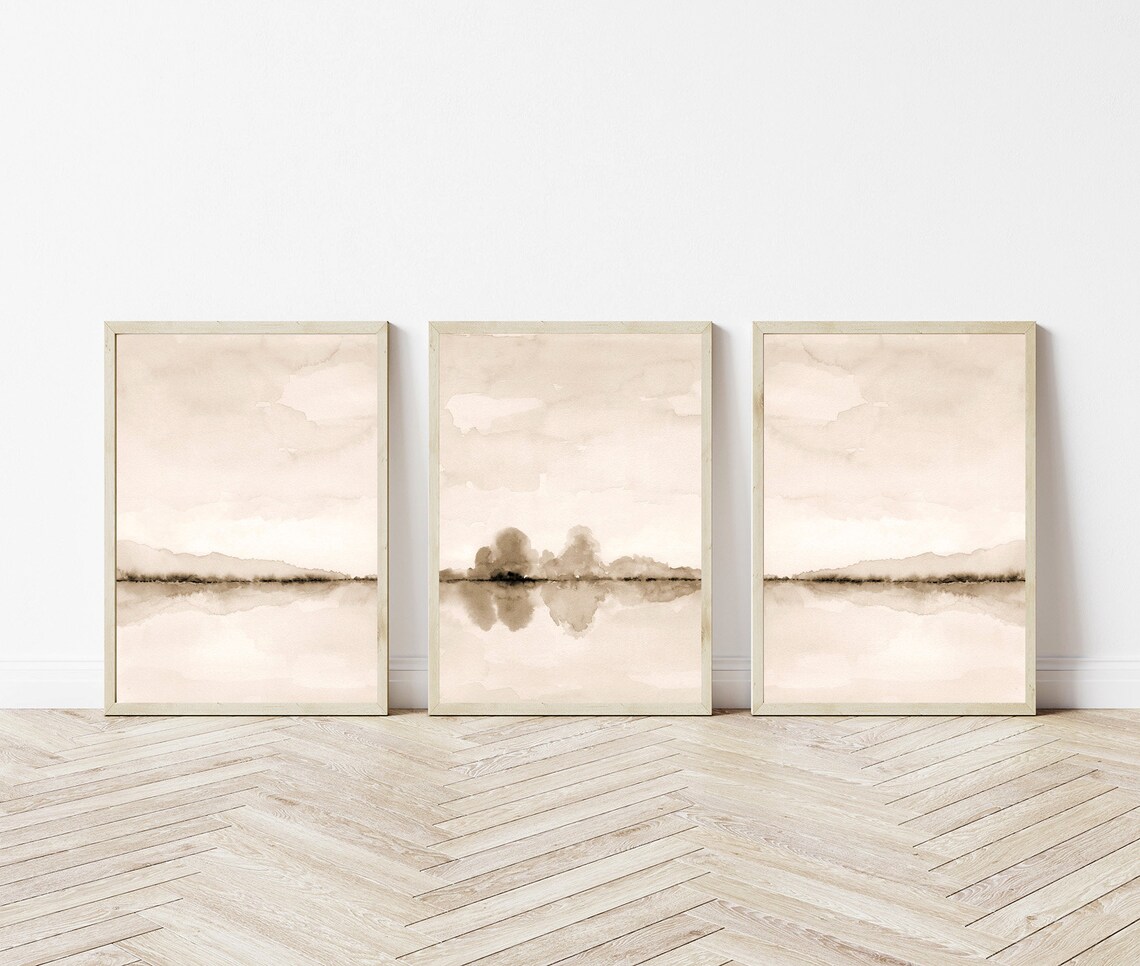 Sepia Landscape Print Set of 3 Minimal Abstract instant Etsy