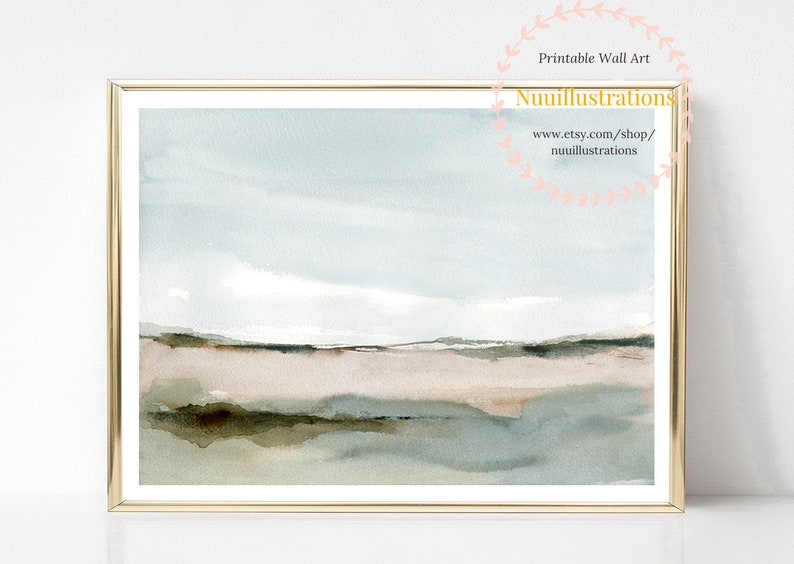 Watercolor Landscape Printable Wall Art Abstract Landscape Download DIY Print Watercolor Painting Digital File Neutral Land and Sky Poster 