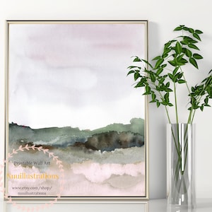 Watercolor Landscape Printable Wall Art Abstract Landscape Download DIY Print Watercolor Painting Digital File Neutral Land and Sky Poster