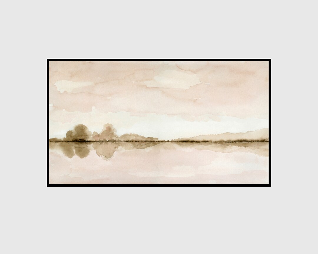 Frame TV Art Landscape Abstract Watercolor Landscape Lake Instant