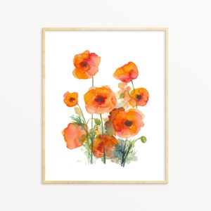 Poppy Flower Printable Wall Art instant Download DIY Print Floral Minimal Watercolor Painting Botanical Red Flower illustration Digital FIle