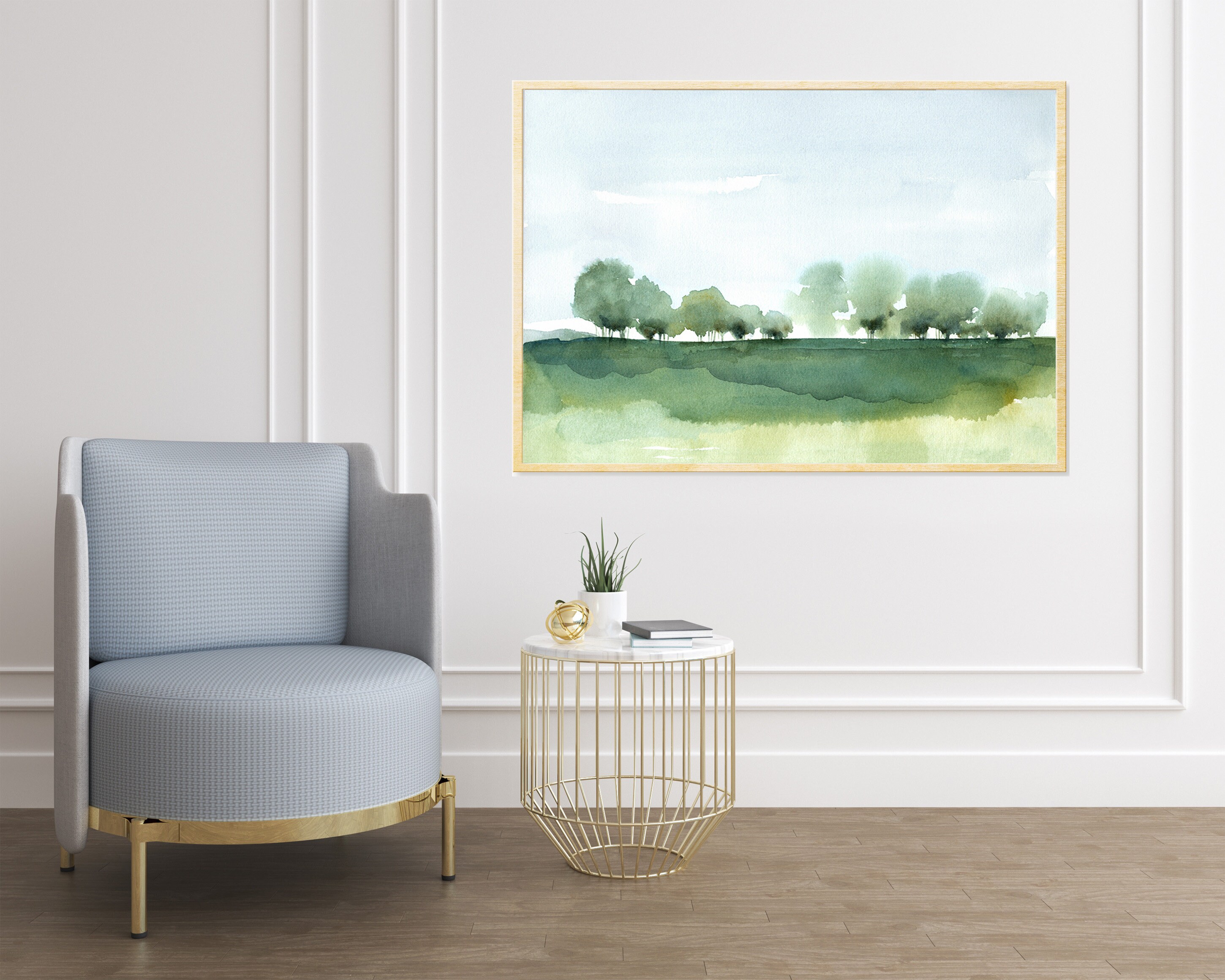 Tree Landscape Print Printable Wall Art Minimal Abstract Etsy